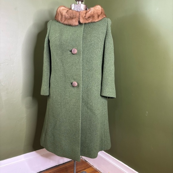 Vintage forstman frizelda MCM retro boucle fern green coat S - Picture 10 of 16
